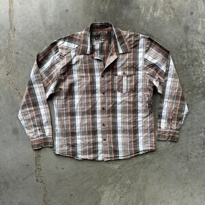 Volcom Tailored Shirt Men's L Plaid Button Down Long Sleeve Cotton Polyester